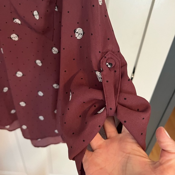 Torrid Harper Georgette Pullover 3/4 Sleeve Tunic Flowy Pug Print Design sz1 - Picture 8 of 12